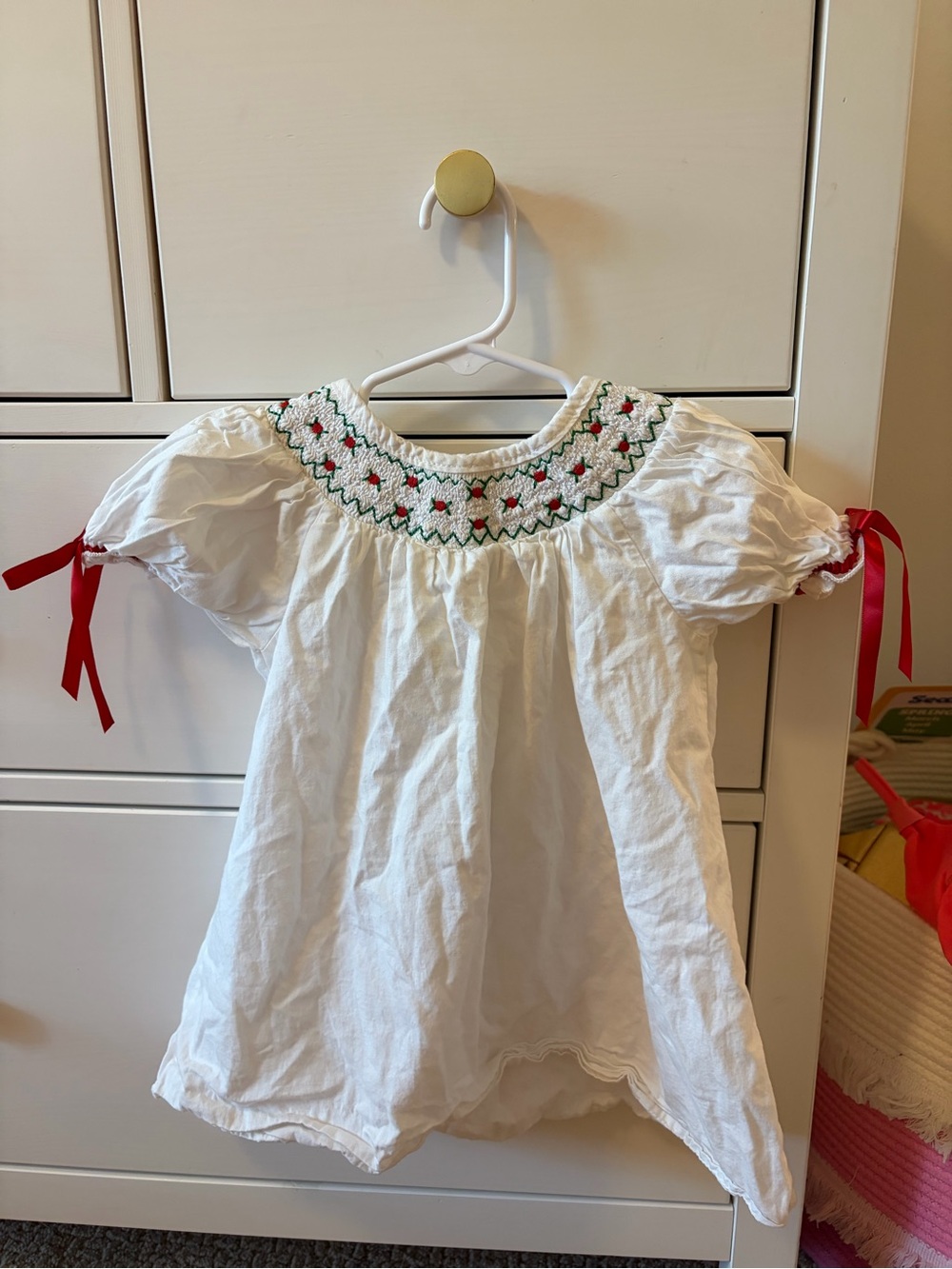 Rylee Faith Smocked Dress Girls 3 Christmas Holiday Embroidered